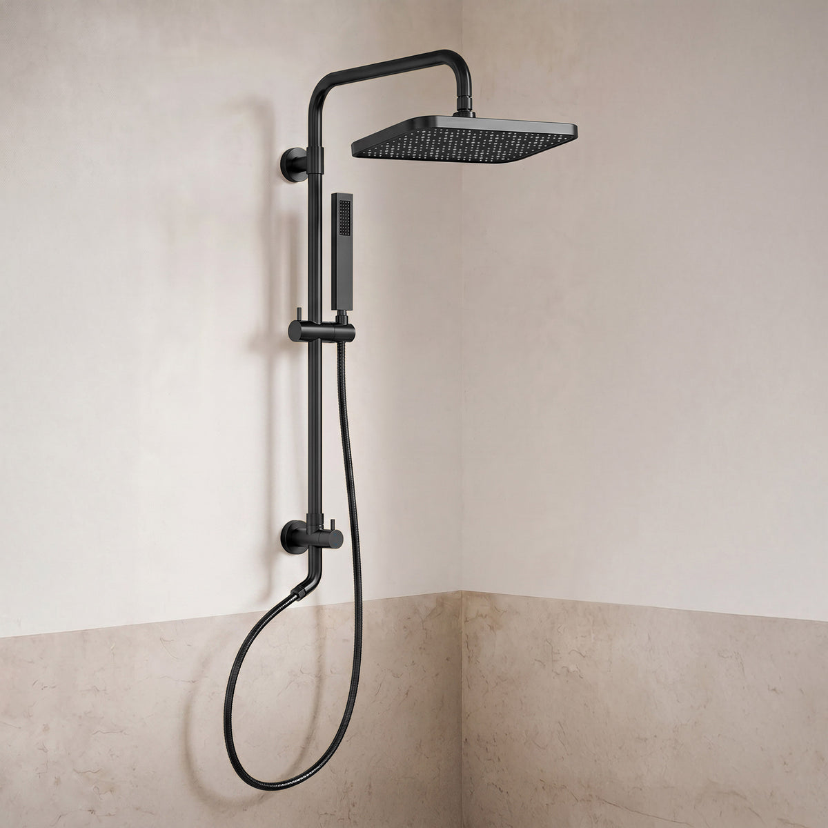 Square Exposed Shower System with Dual Rainfall Modes