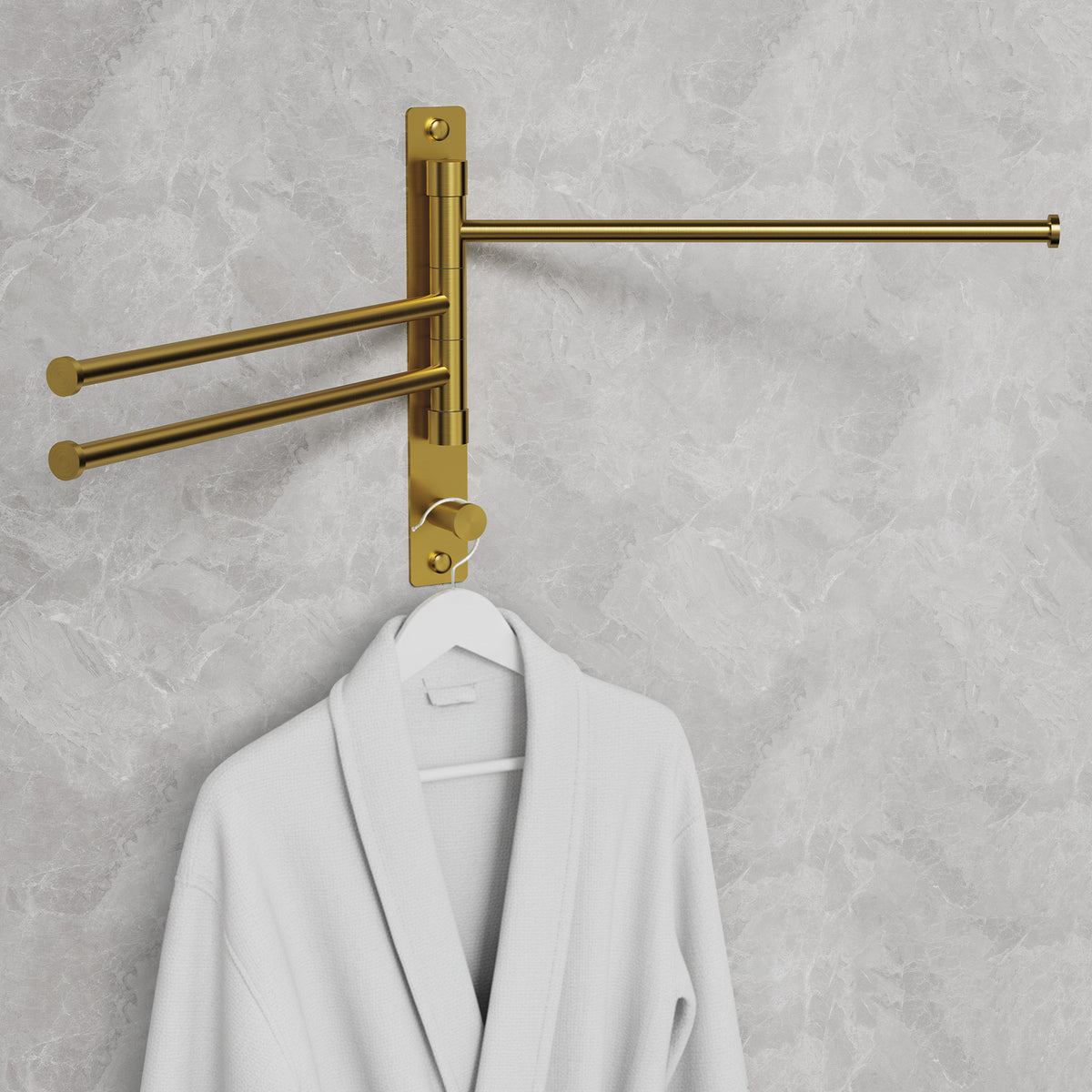 Three-Arm Wall-Mounted Rotating Stainless Steel Towel Rack for Bathrooms