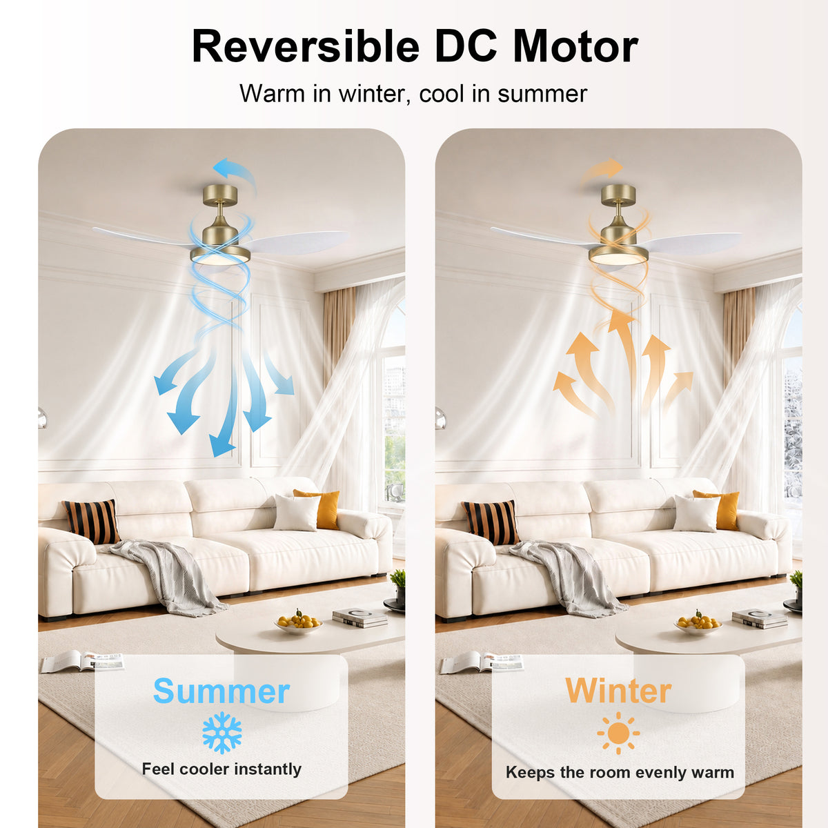 42-Inch Downrod Mount 3-Blade Ceiling Fan with Light and Remote Control