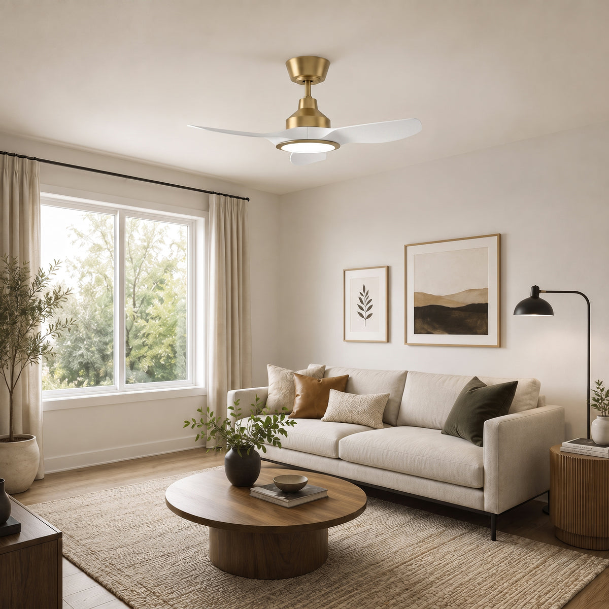 36-Inch Downrod Mount 3-Blade Ceiling Fan with Light and Remote Control