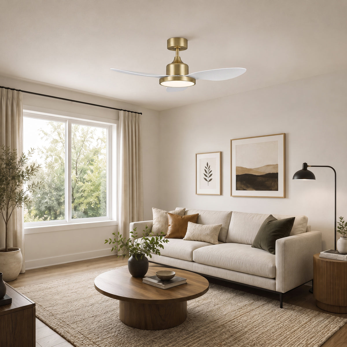 42-Inch Downrod Mount 3-Blade Ceiling Fan with Light and Remote Control