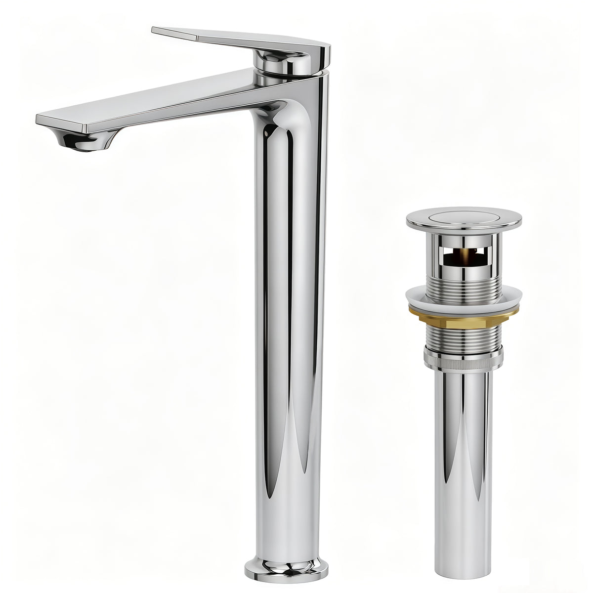 Single-Handle Vessel Bathroom Sink Faucet With Pop-Up Drain