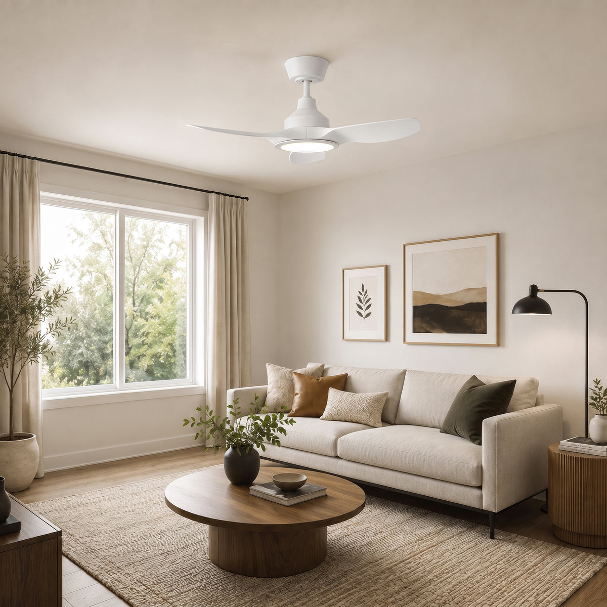 36-Inch Downrod Mount 3-Blade Ceiling Fan with Light and Remote Control