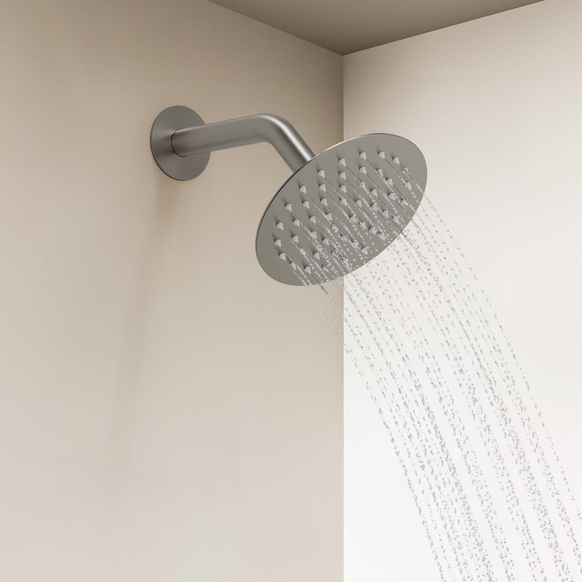 Round Wall-Mounted Rain Shower System with Handheld Spray