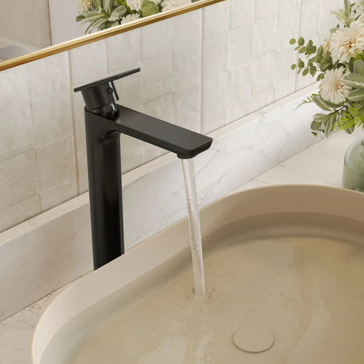 Single-Handle Vessel Bathroom Sink Faucet With Pop-Up Drain