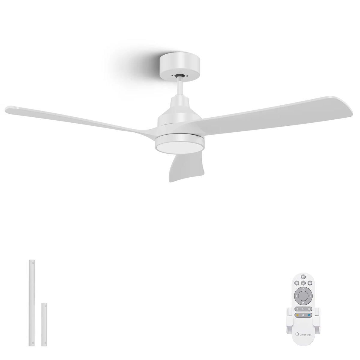 52-Inch Downrod Mount 3-Blade Ceiling Fan with Light and Remote Control