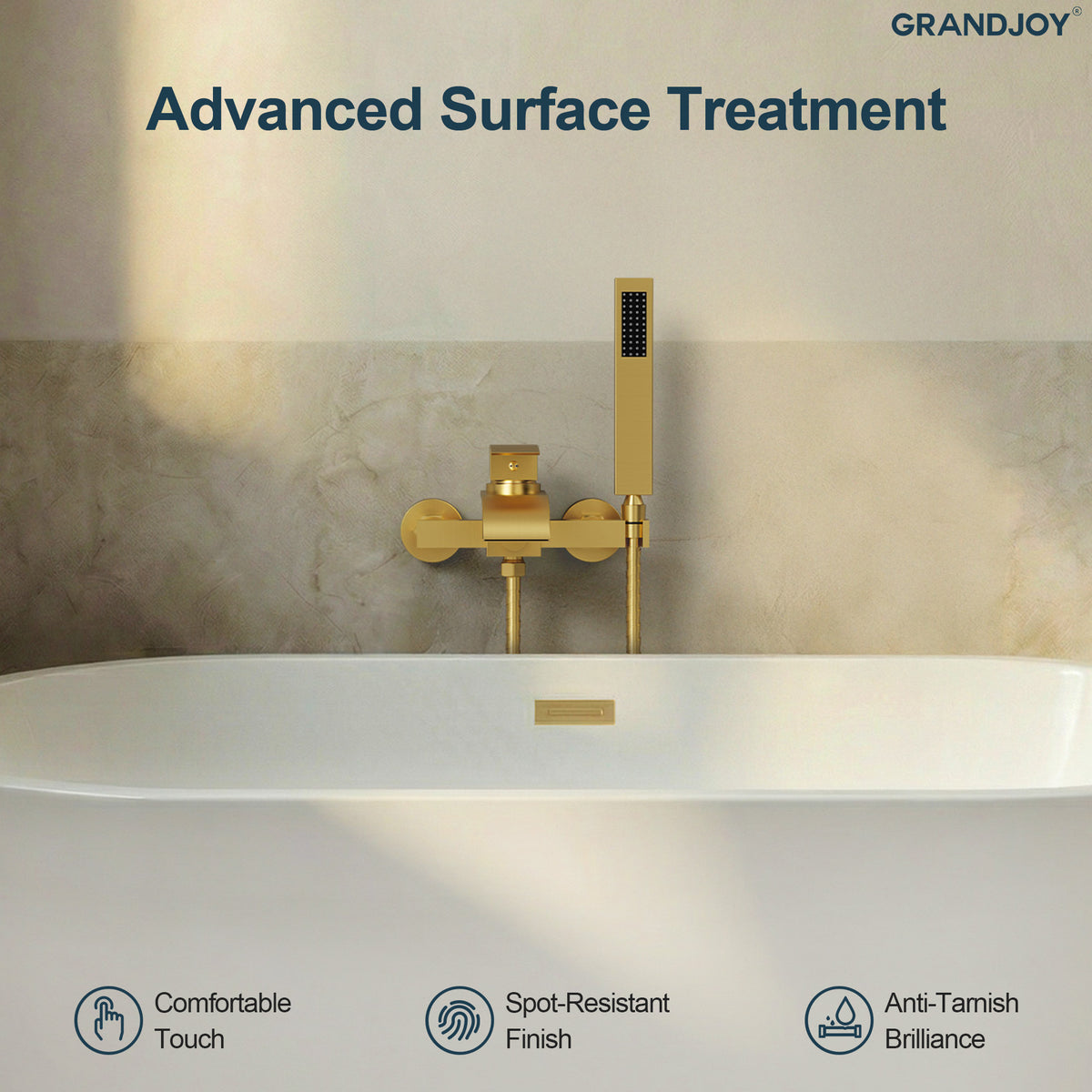 Wall-Mounted Waterfall Bathtub Faucet with Hand Shower and Single Handle