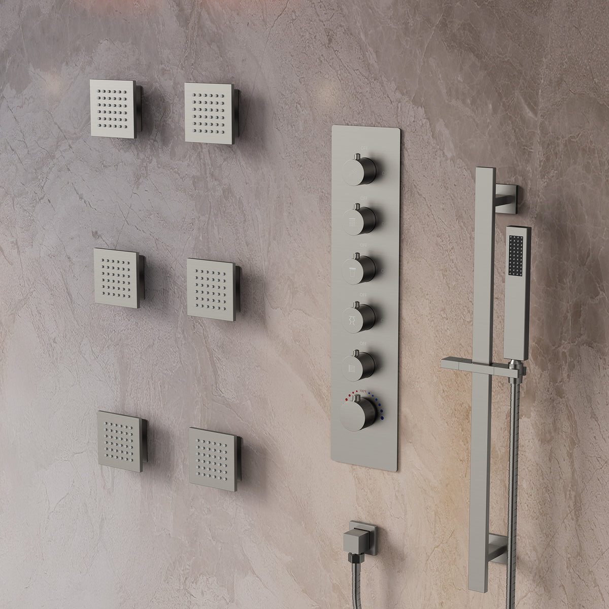 LED Music Ceiling-Mounted Shower System with Body Jets and Slide Bar