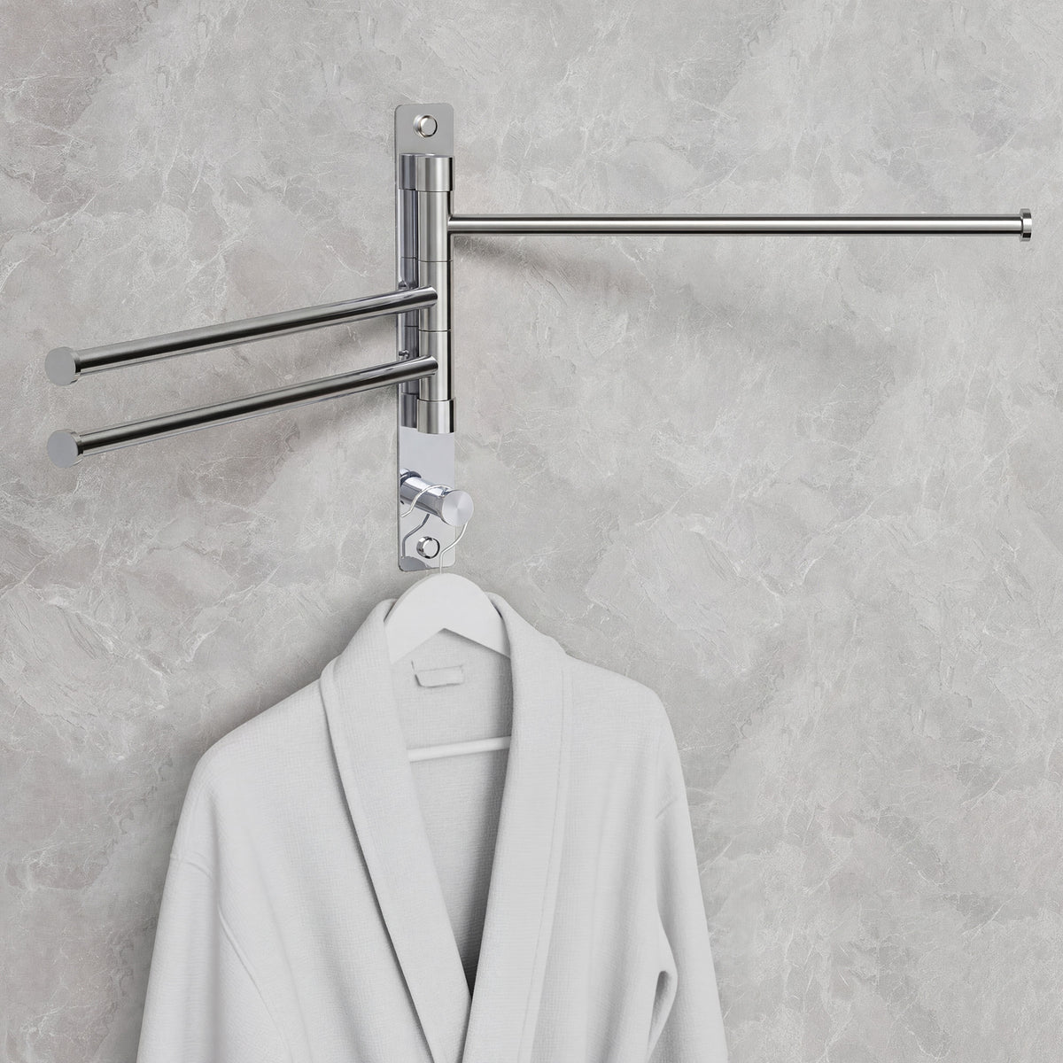 Three-Arm Wall-Mounted Rotating Stainless Steel Towel Rack for Bathrooms