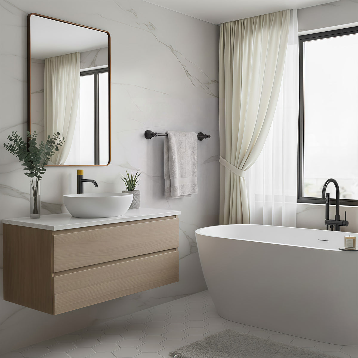 23.3-Inch Wall-Mounted Stainless Steel Bathroom Towel Bar for Daily Storage