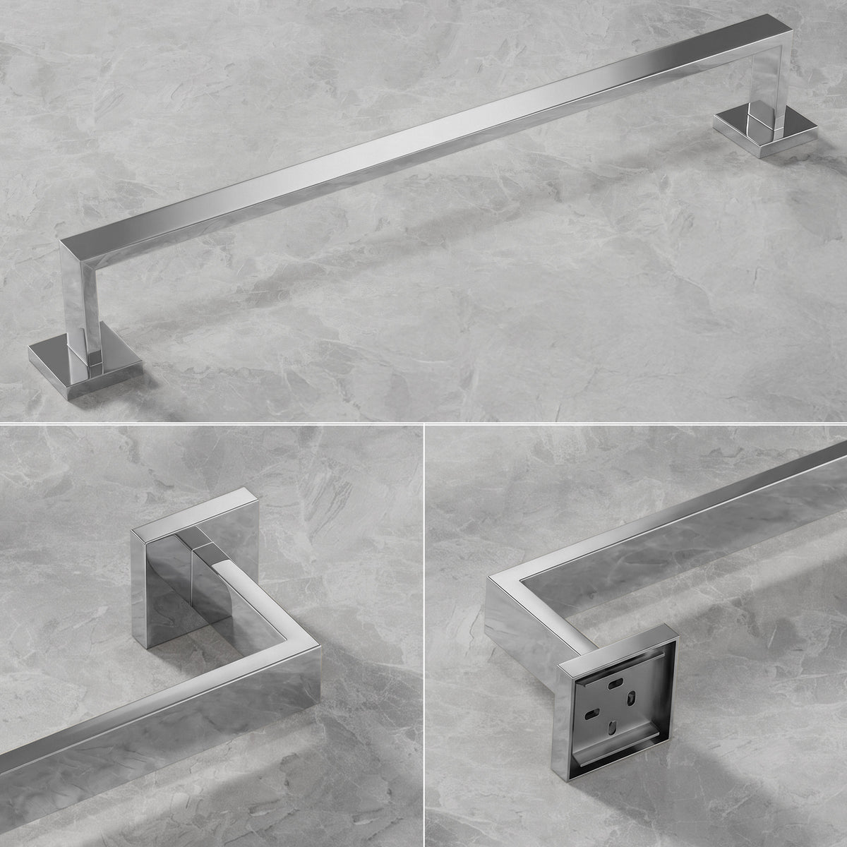 25.6-Inch Wall-Mounted 304 Stainless Steel Bathroom Towel Bar for Daily Storage
