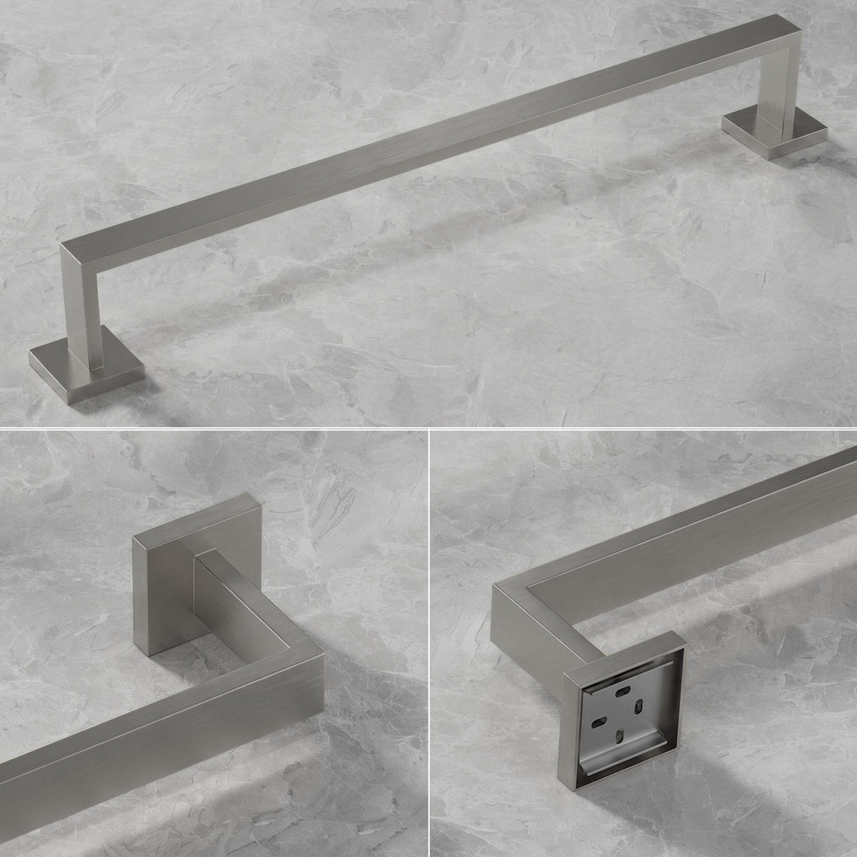 25.6-Inch Wall-Mounted 304 Stainless Steel Bathroom Towel Bar for Daily Storage