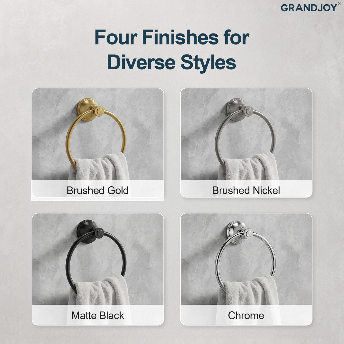 Wall-Mounted Brass Towel Ring for Organized Bathroom Hand Towel Storage