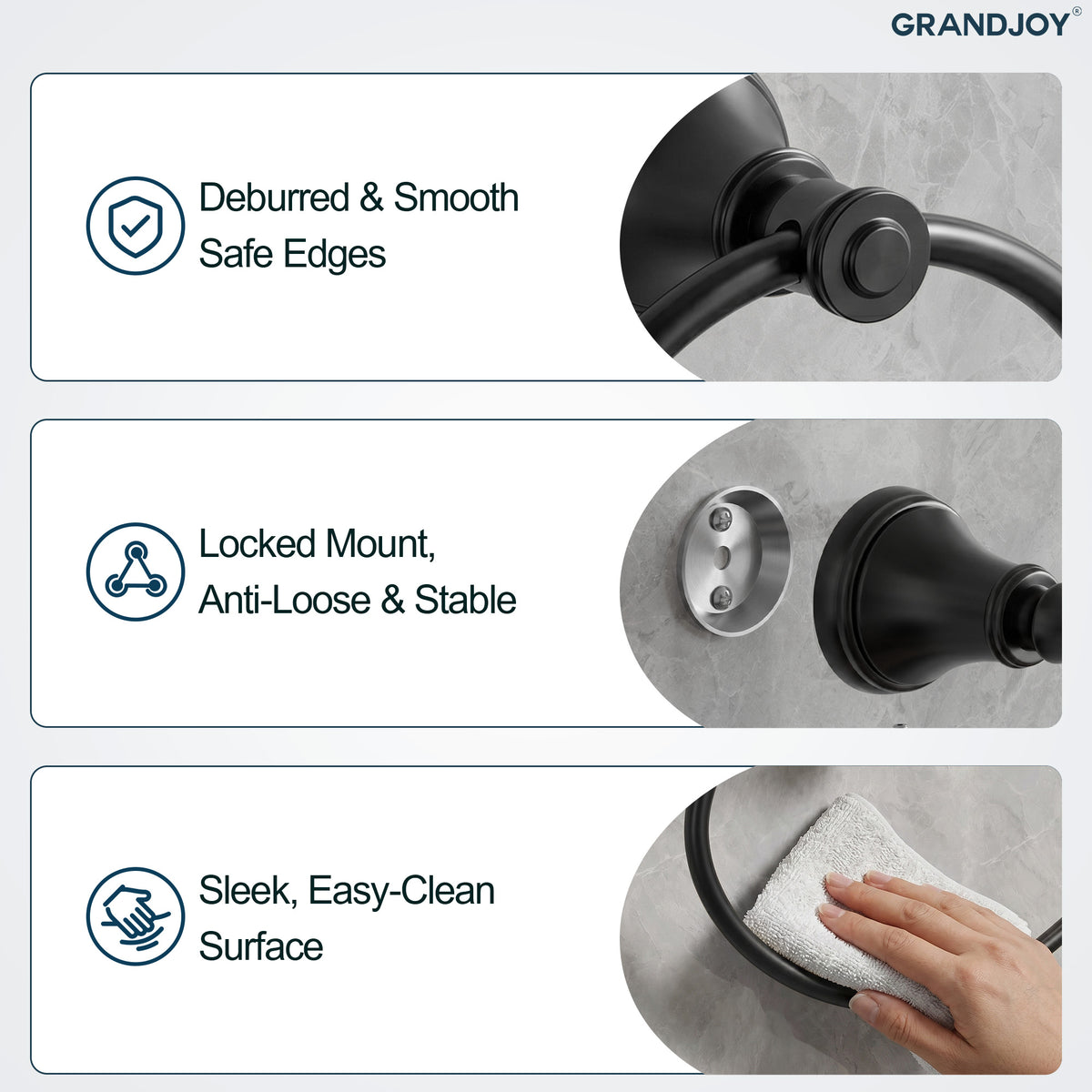 Wall-Mounted Brass Towel Ring for Organized Bathroom Hand Towel Storage