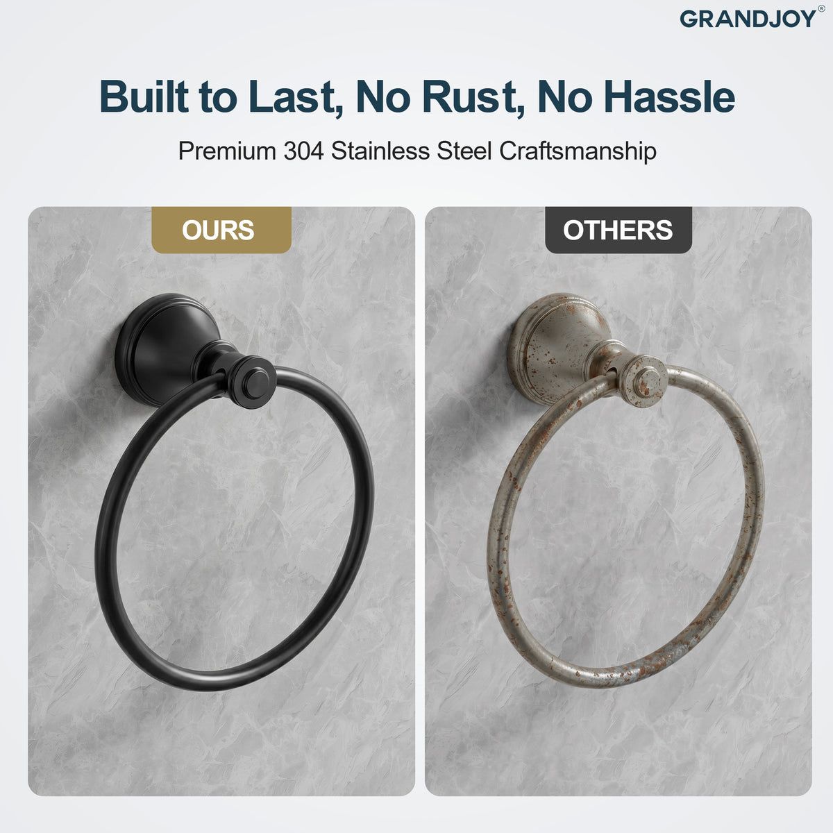 Wall-Mounted Brass Towel Ring for Organized Bathroom Hand Towel Storage