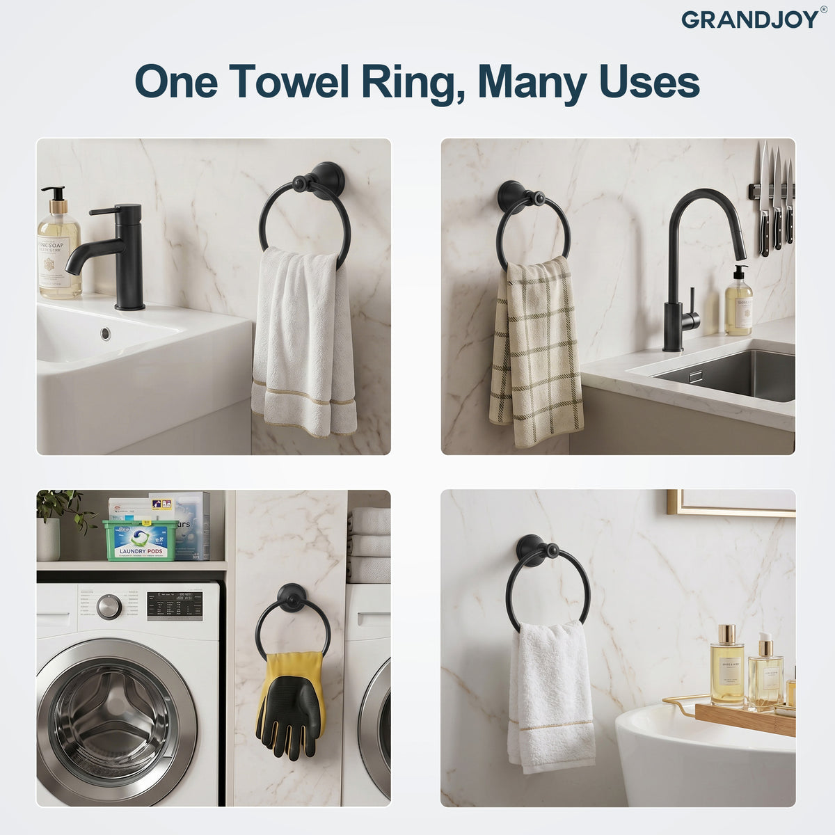 Wall-Mounted Brass Towel Ring for Organized Bathroom Hand Towel Storage