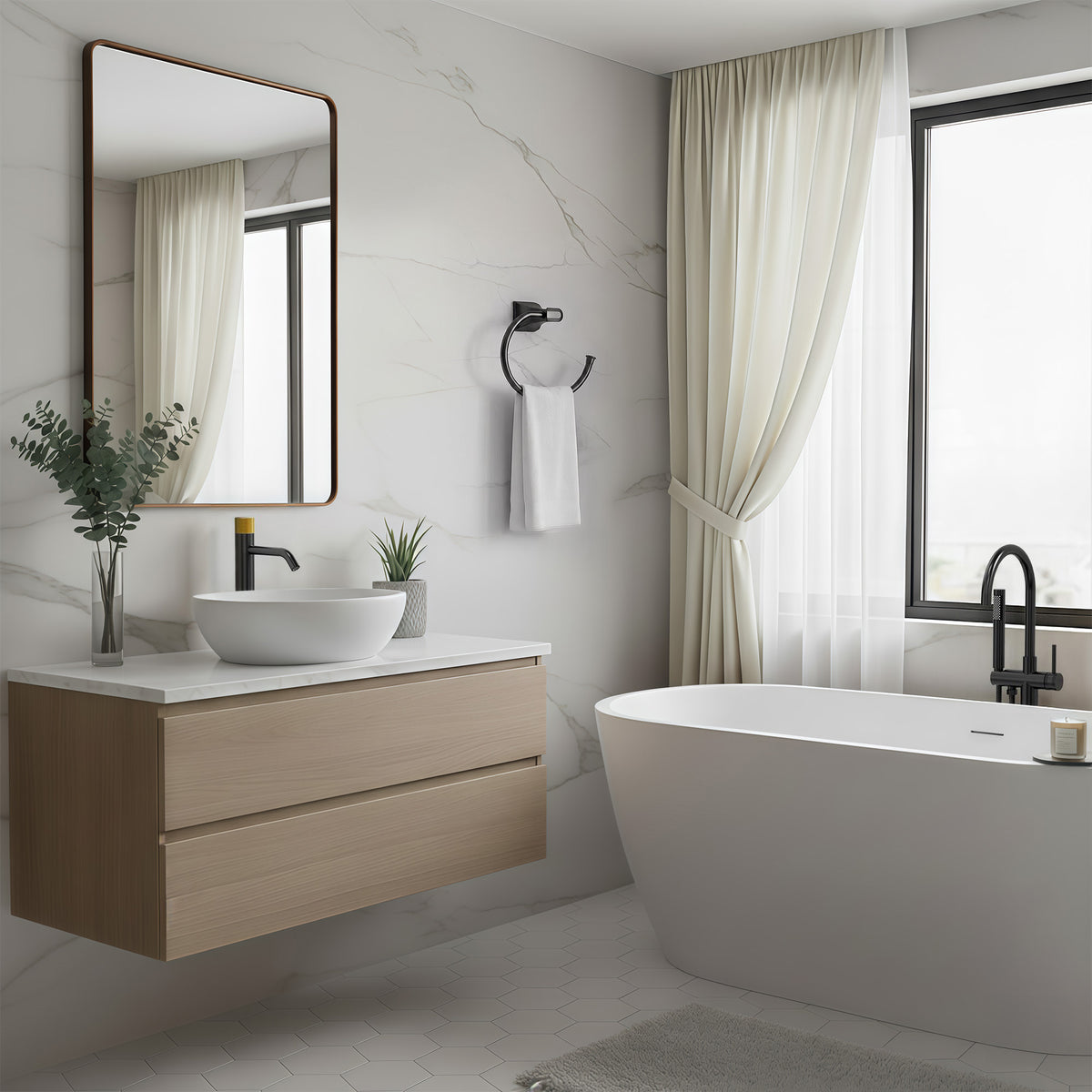 Wall-Mounted Open Towel Ring for Organized Bathroom Hand Towel Storage