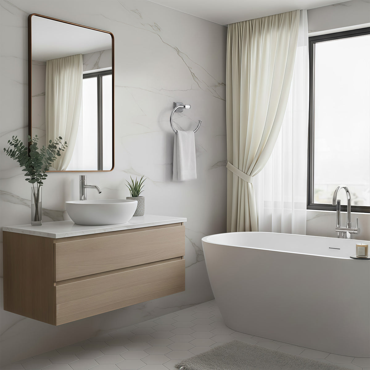 Wall-Mounted Open Towel Ring for Organized Bathroom Hand Towel Storage