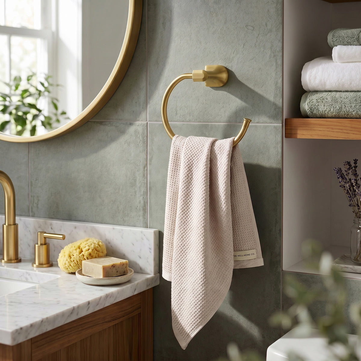 Wall-Mounted Open Towel Ring for Organized Bathroom Hand Towel Storage