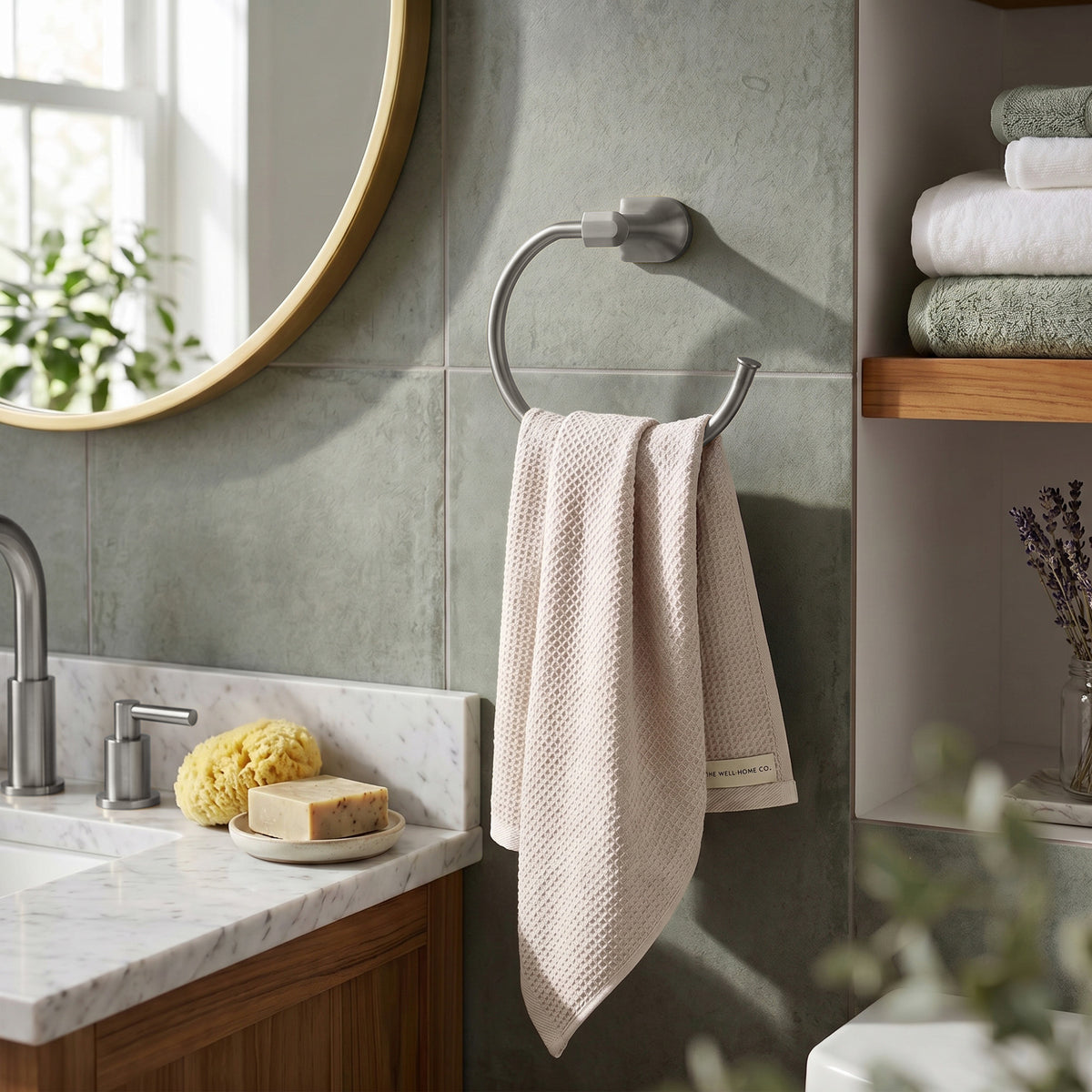Wall-Mounted Open Towel Ring for Organized Bathroom Hand Towel Storage