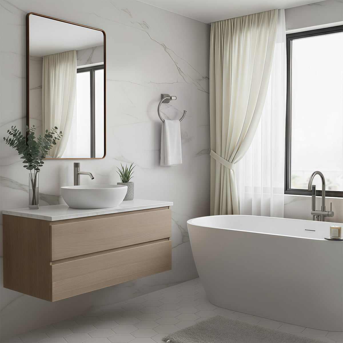 Wall-Mounted Open Towel Ring for Organized Bathroom Hand Towel Storage
