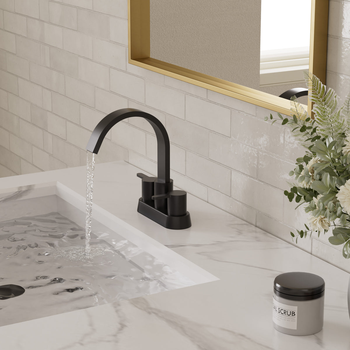 Two-Handle Centerset Bathroom Sink Faucet With Pop-Up Drain