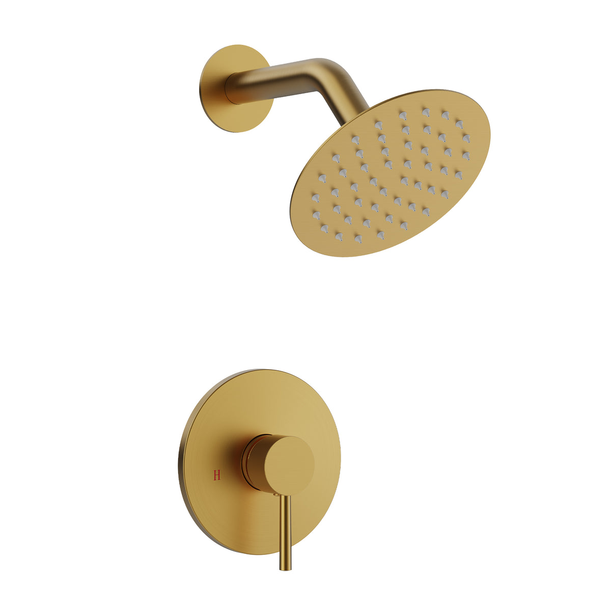 Round Wall-Mounted Rain Shower System with Pressure-Balanced Valve