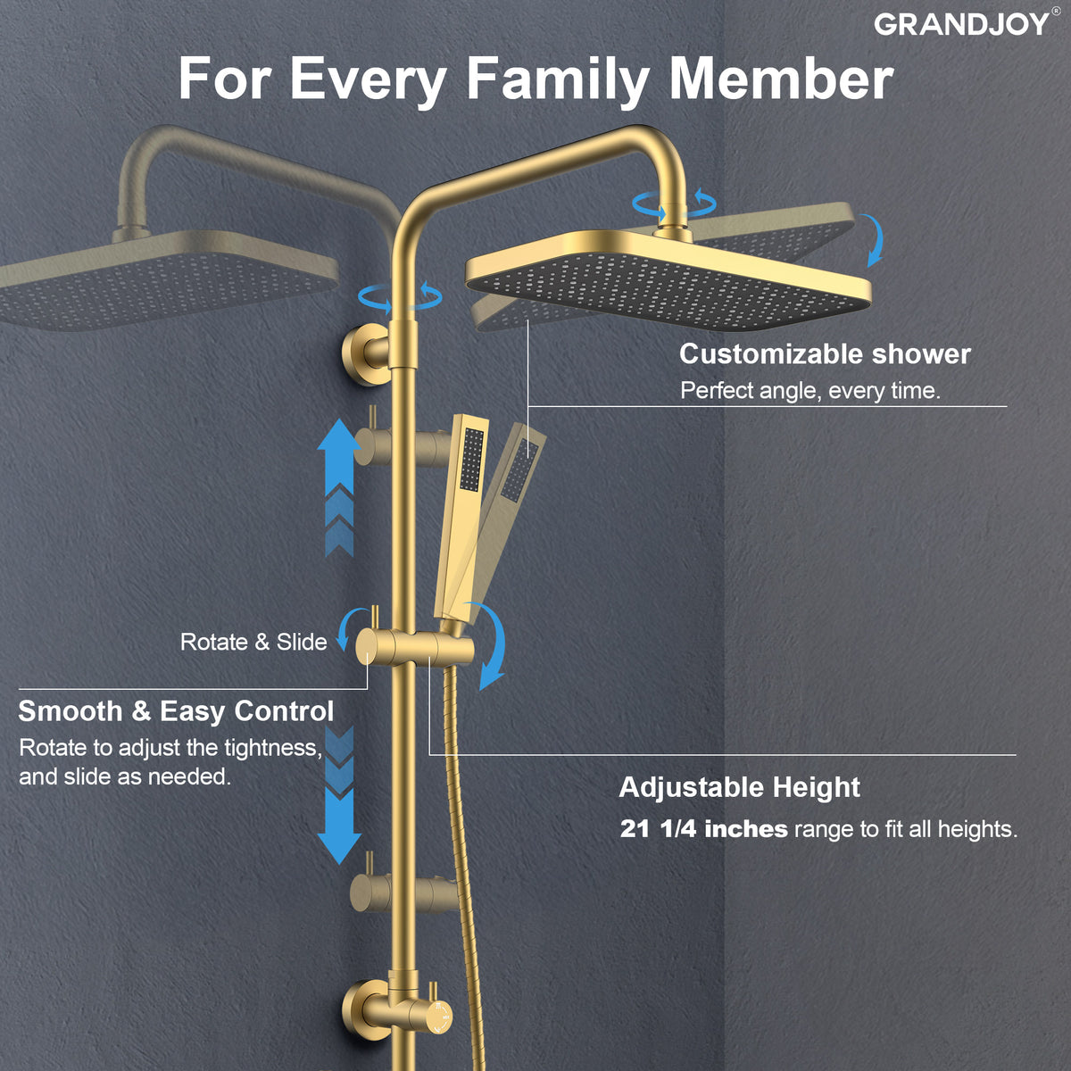 Exposed Shower System with Wide Rain Head and Handheld Spray