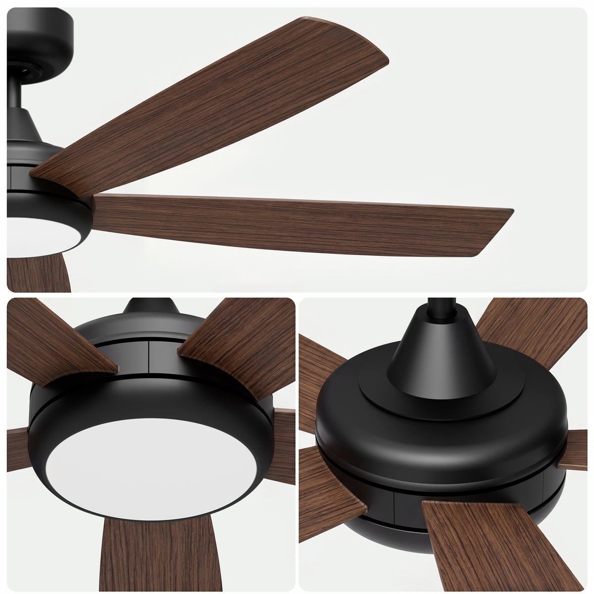 52-Inch Flush Mount 5-Blade Ceiling Fan with Light and Smart Control