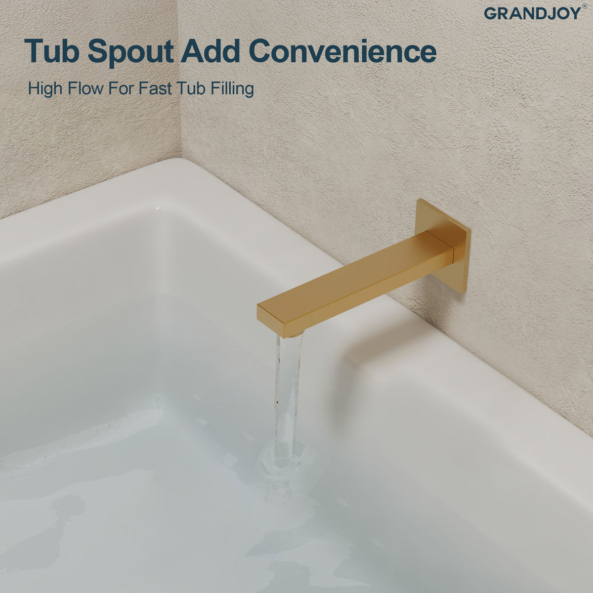 Square Wall-Mounted Shower System with Pressure-Balanced Tub Spout