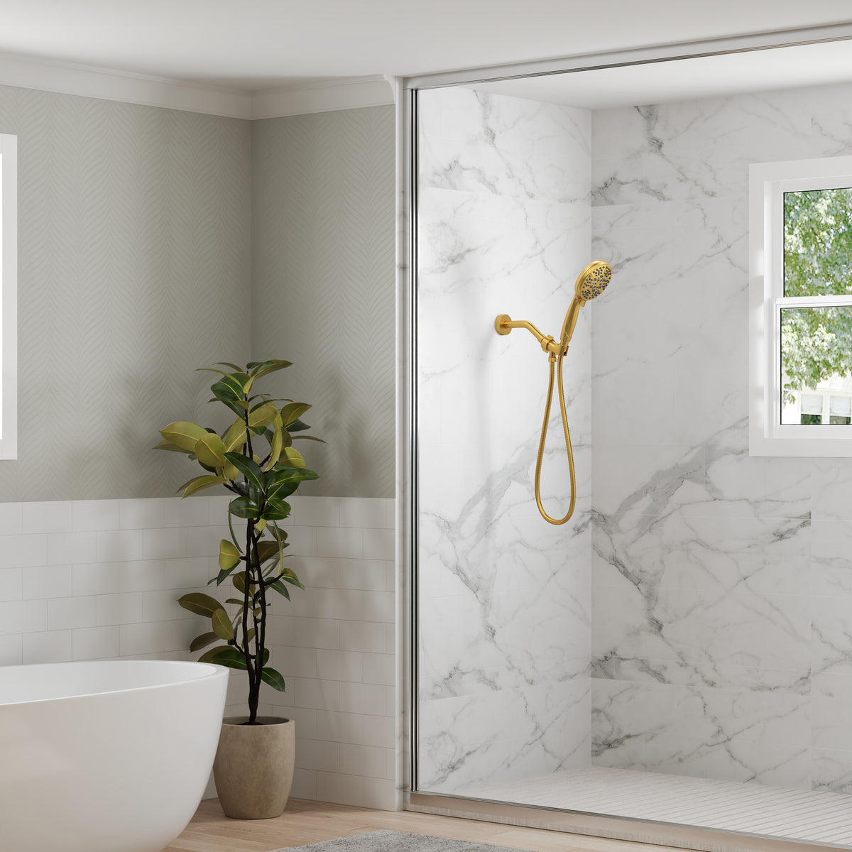 Wall-Mounted Shower Handheld with Five Spray Modes
