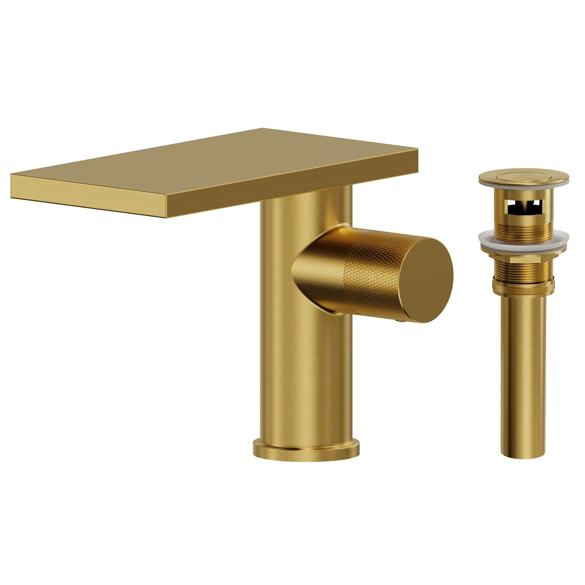 Single-Handle Bathroom Sink Faucet With Waterfall Spout And Pop-Up Drain