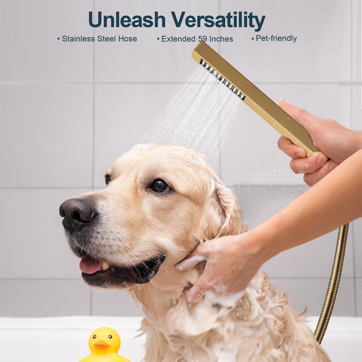 Square Ceiling-Mounted Dual Shower System with Handheld Spray