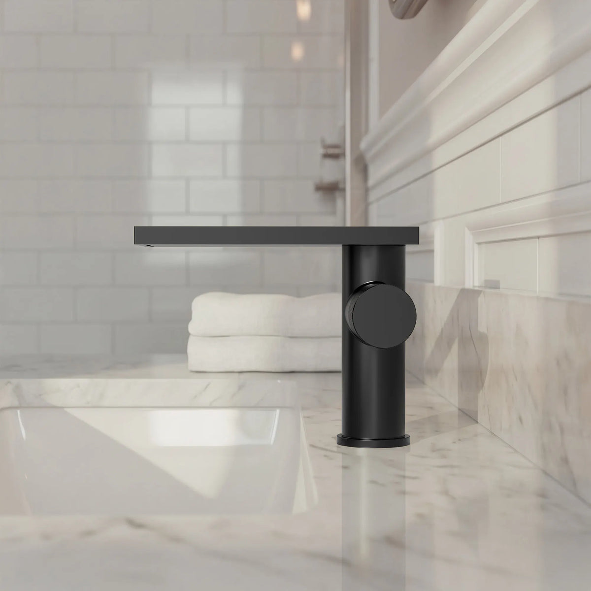 Single-Handle Bathroom Sink Faucet With Waterfall Spout And Pop-Up Drain