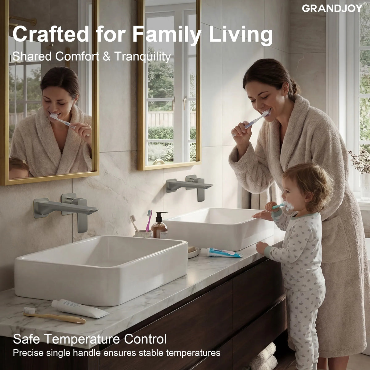 Single-Handle Wall-Mount Bathroom Sink Faucet With Pop-Up Drain