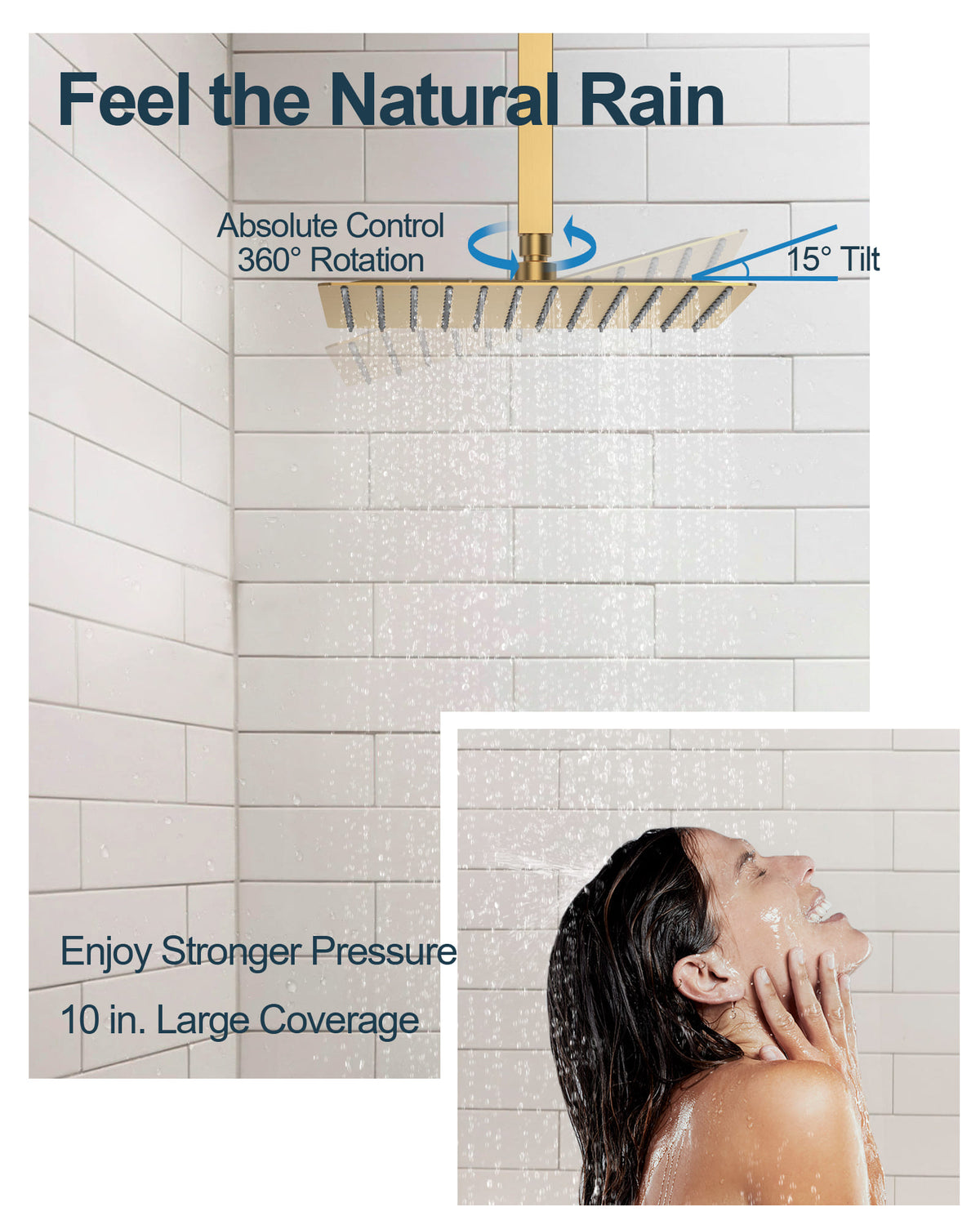 Ceiling-Mounted Rain Shower System with Adjustable Handheld Spray