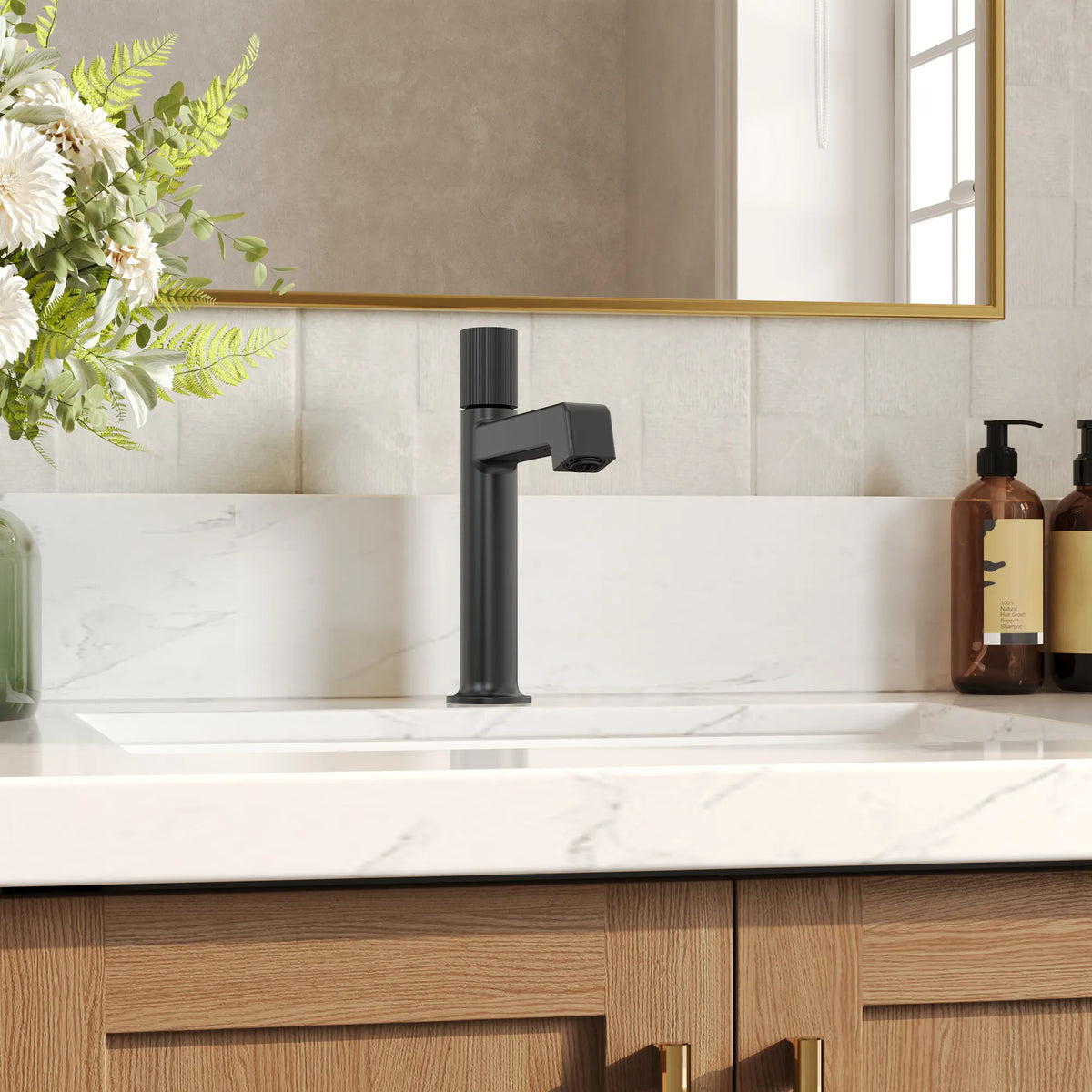 Single-Handle Bathroom Sink Faucet With Pop-Up Drain