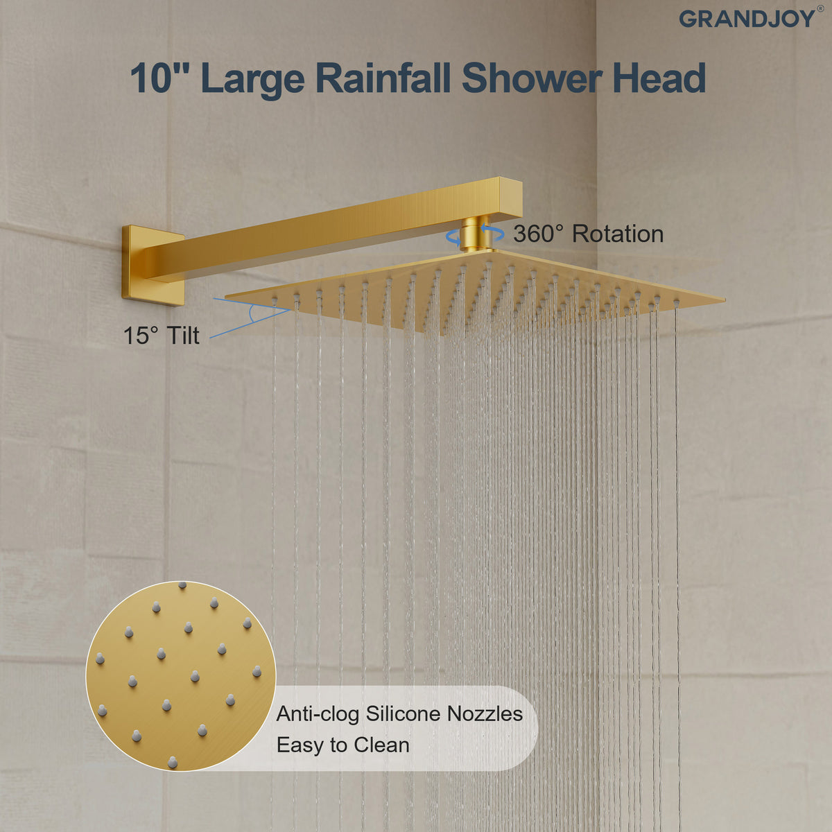 Square Wall-Mounted Shower System with Adjustable Slide Bar