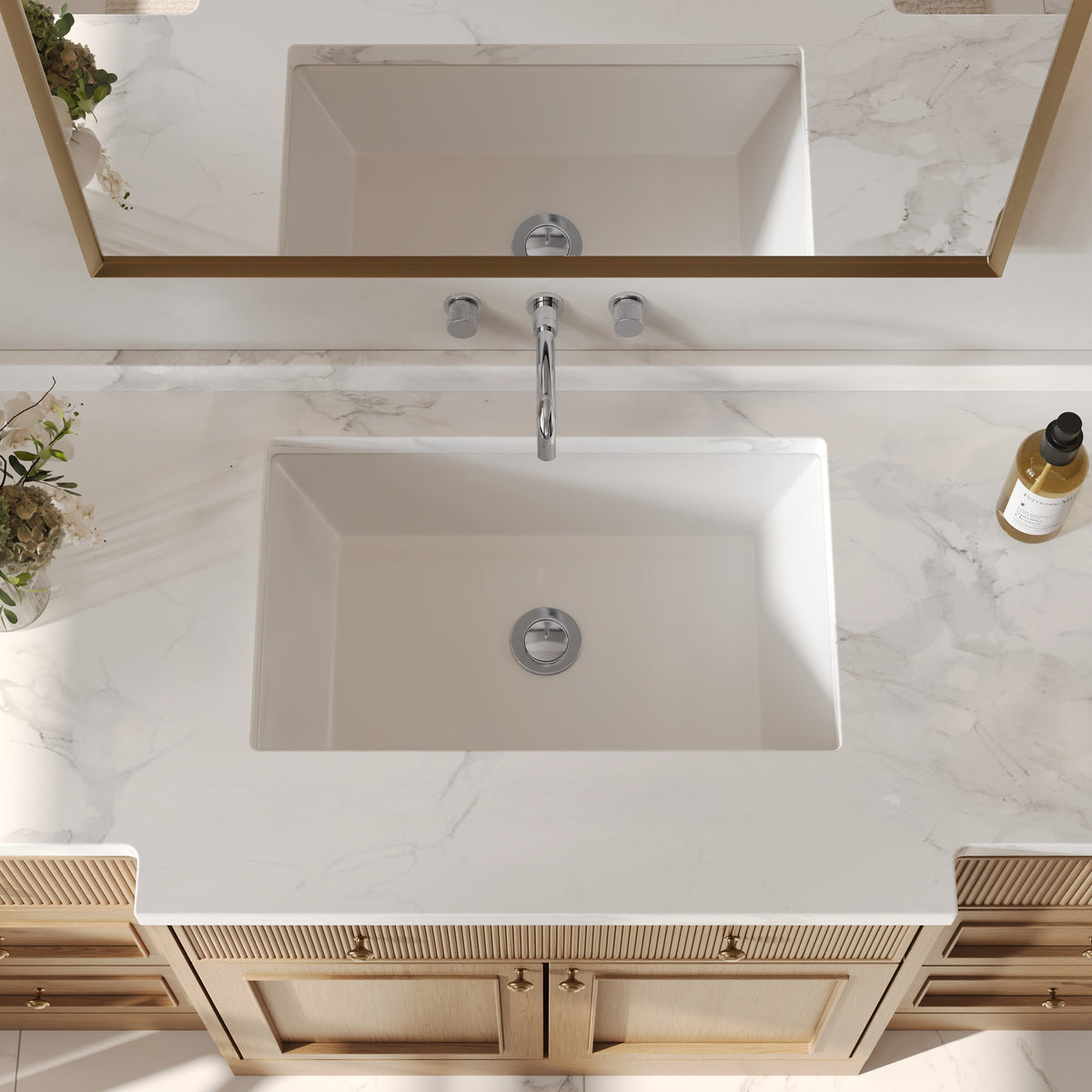 Two-Handle Wall-Mount Bathroom Sink Faucet With Pop-Up Drain