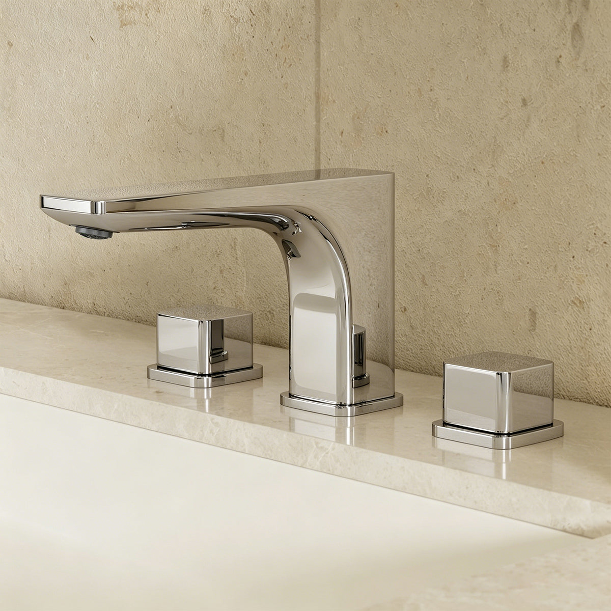 Two-Handle Low Arc Widespread Bathroom Sink Faucet With Pop-Up Drain