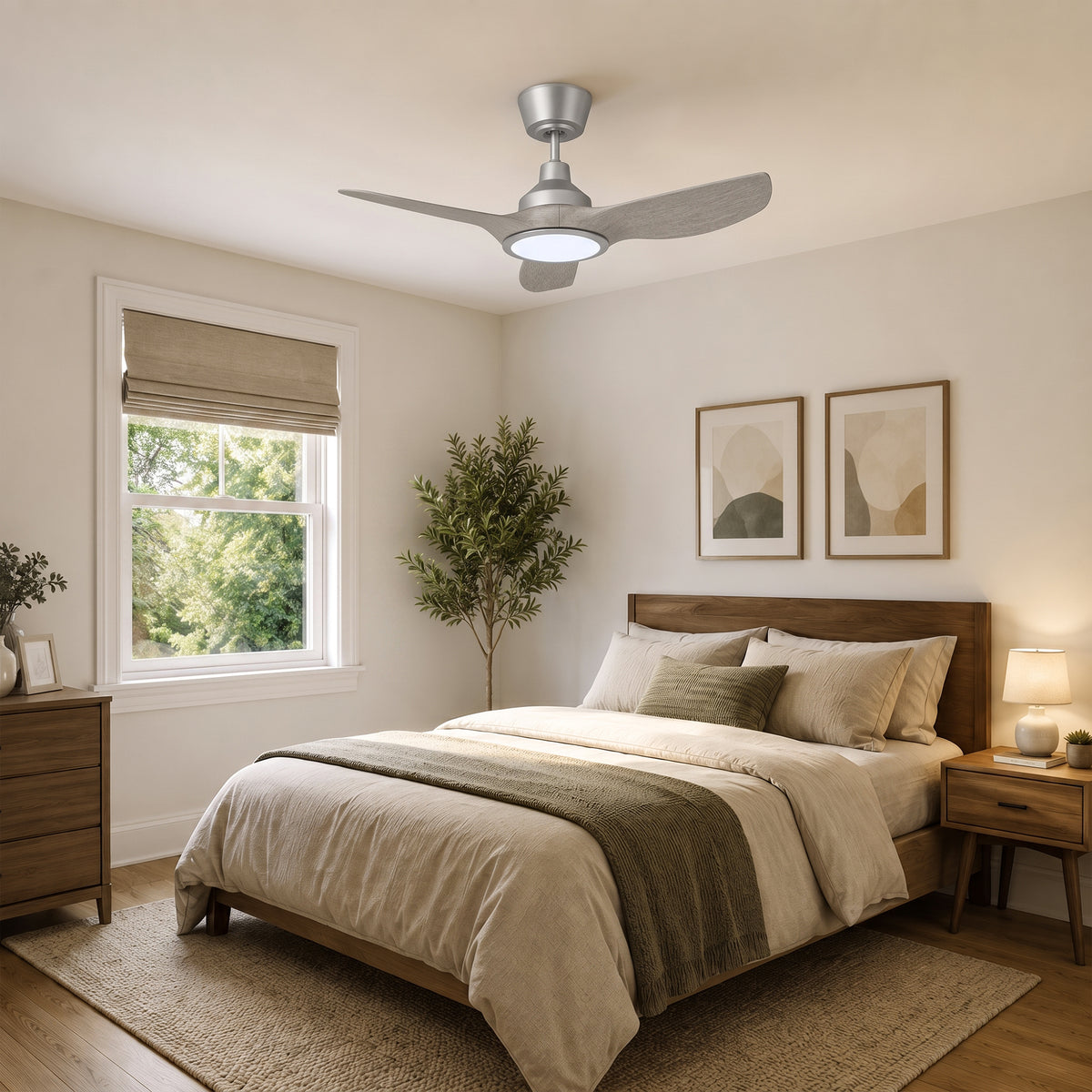 36-Inch Downrod Mount 3-Blade Ceiling Fan with Light and Remote Control