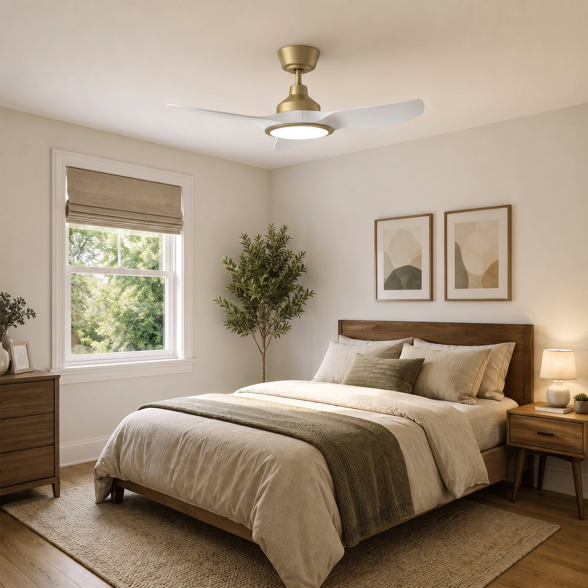 36-Inch Downrod Mount 3-Blade Ceiling Fan with Light and Remote Control