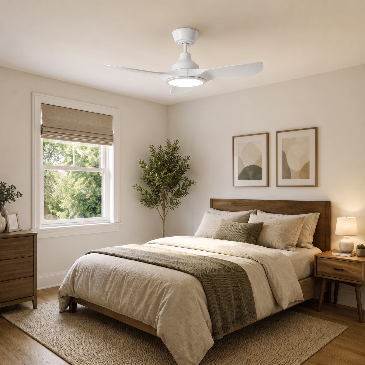 36-Inch Downrod Mount 3-Blade Ceiling Fan with Light and Remote Control