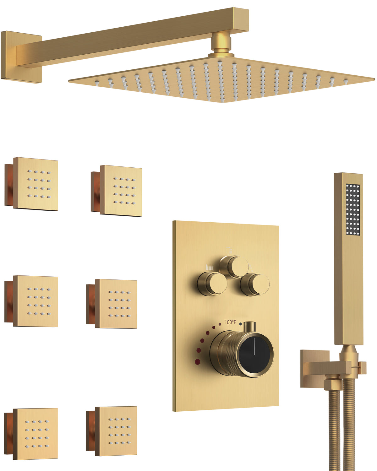 12-Inch Wall-Mounted Three-Function Thermostatic Shower System