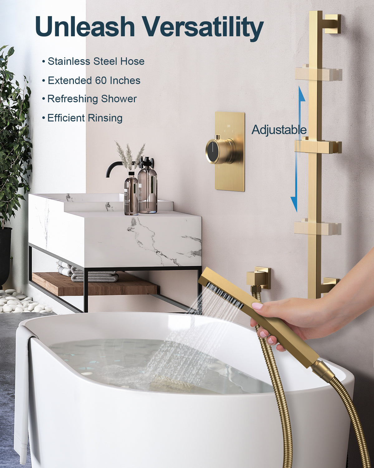 Wall-Mounted Dual-Spray Shower System with Adjustable Handheld Spray