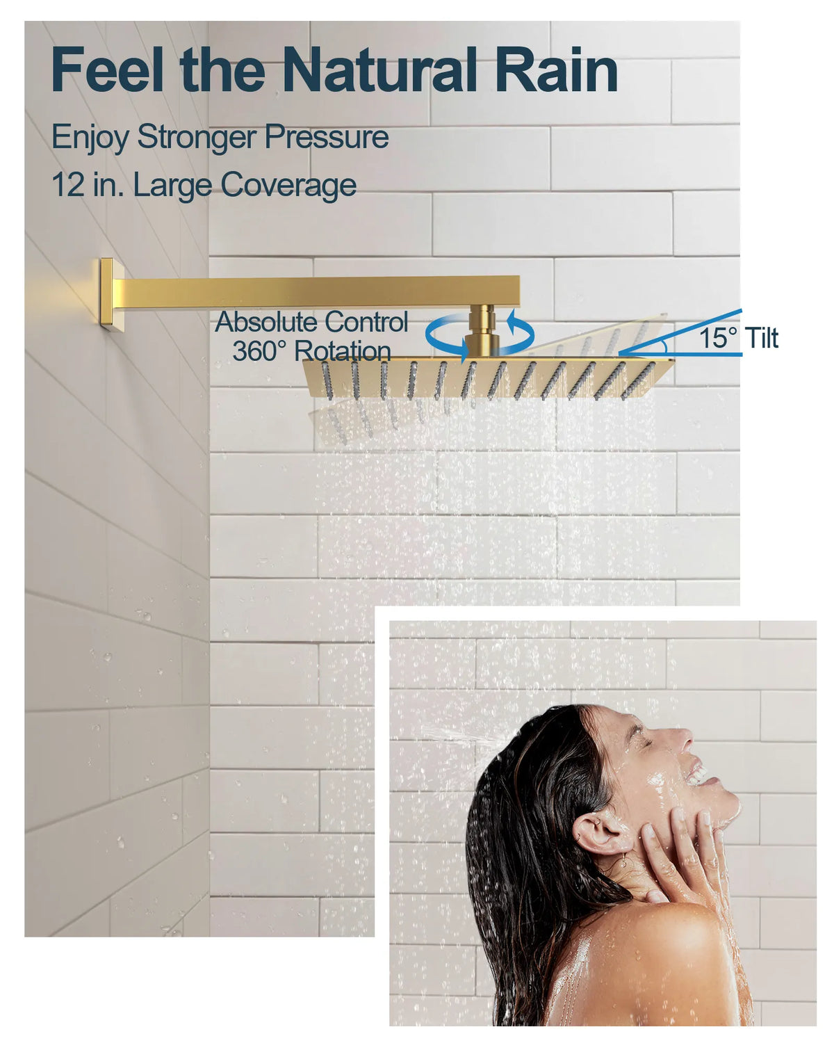 Wall-Mounted Thermostatic Rain Shower System with Body Jets and Handheld