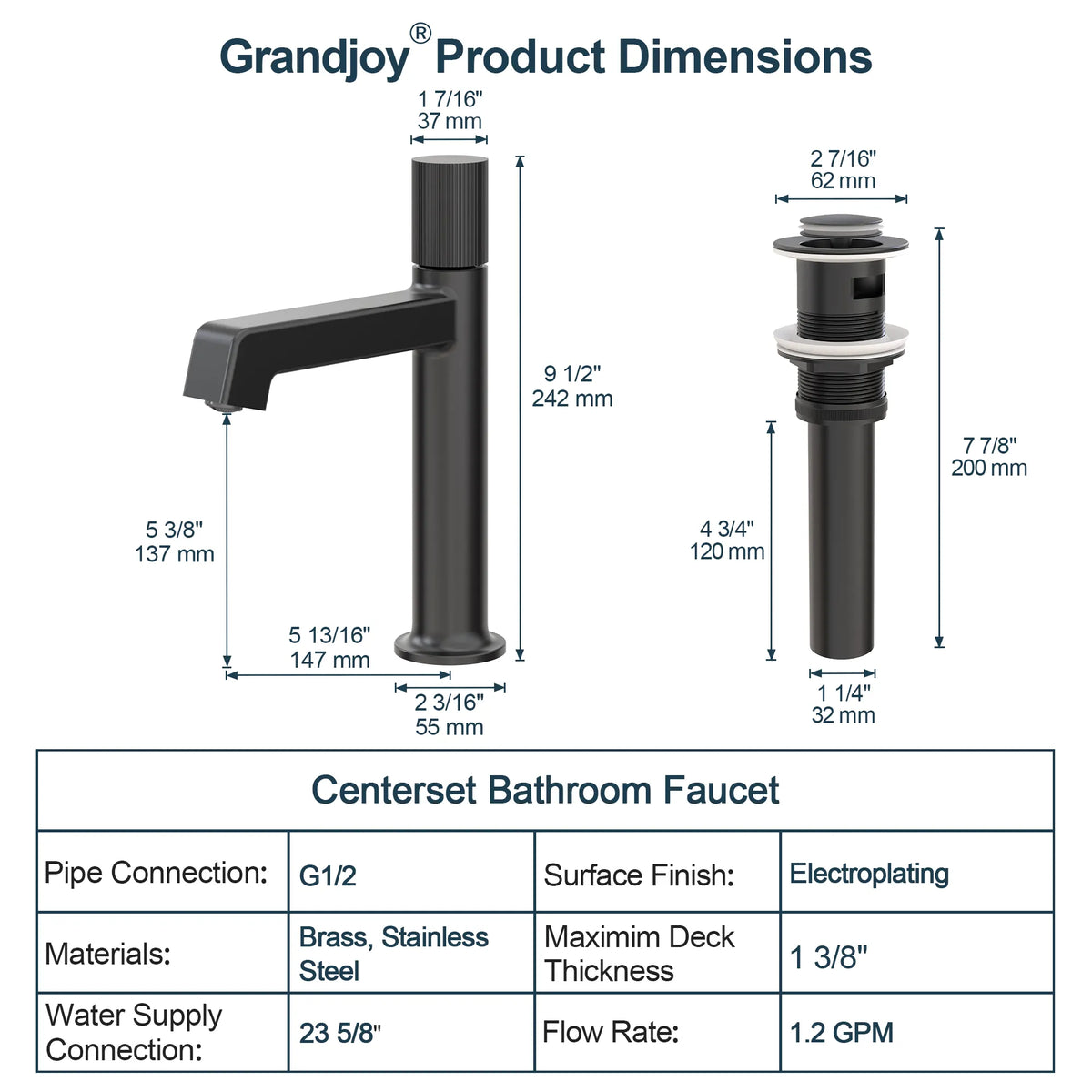 Single-Handle Bathroom Sink Faucet With Pop-Up Drain