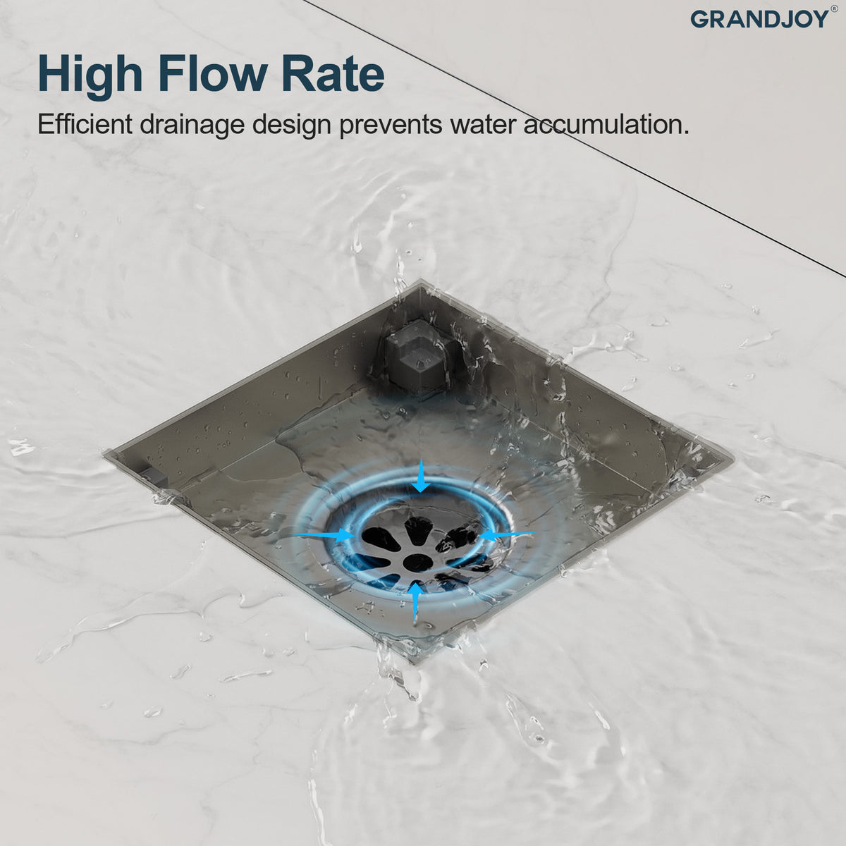 4-Inch Reversible Square Shower Drain with Anti-Odor Core