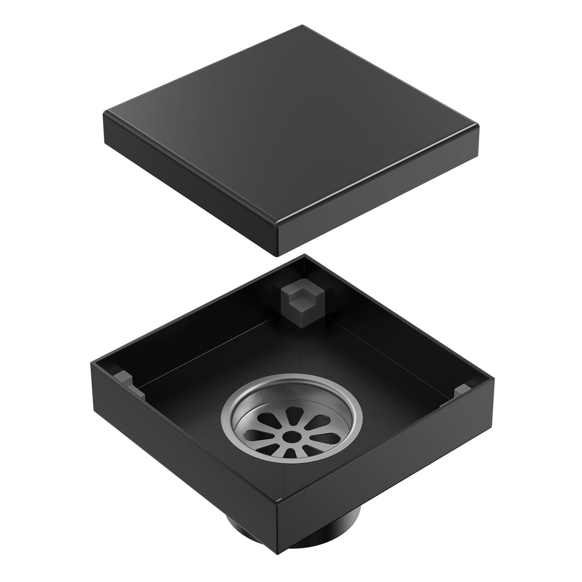 4-Inch Reversible Square Shower Drain with Anti-Odor Core
