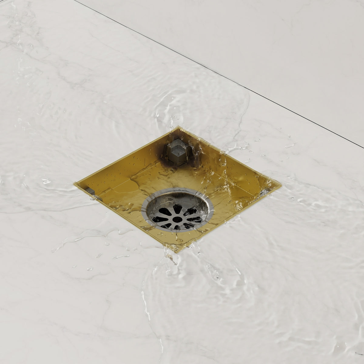 4-Inch Reversible Square Shower Drain with Anti-Odor Core